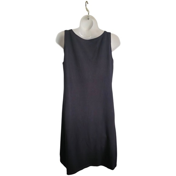 Eileen Fisher Stretch Jersey Knit Black Tank DressSlim Fit, Full Length Size S - Picture 2 of 10